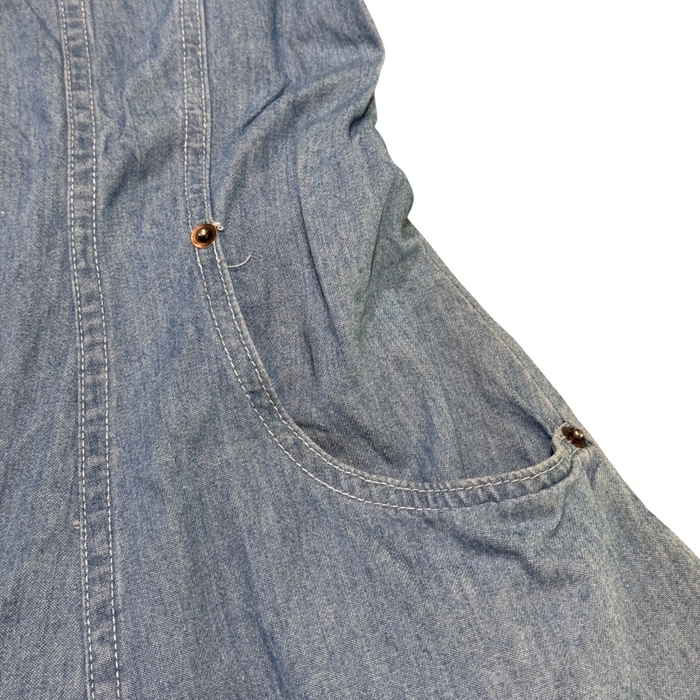 VTG Sostanza Denim Dress Women Size Medium Blue Sleeveless Button Front Indie - Picture 4 of 8